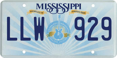 MS license plate LLW929