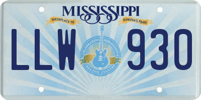 MS license plate LLW930