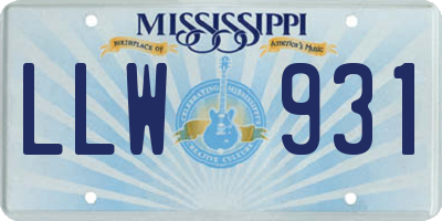 MS license plate LLW931
