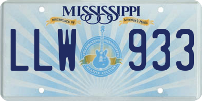 MS license plate LLW933