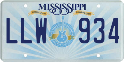 MS license plate LLW934