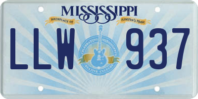 MS license plate LLW937
