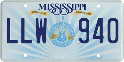 MS license plate LLW940