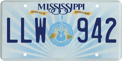 MS license plate LLW942