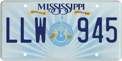 MS license plate LLW945
