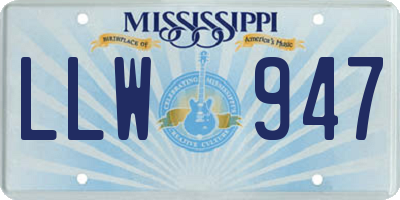 MS license plate LLW947