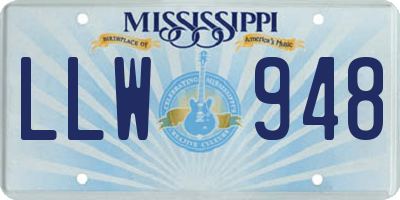 MS license plate LLW948