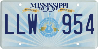 MS license plate LLW954