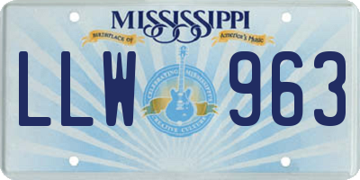 MS license plate LLW963