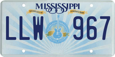 MS license plate LLW967