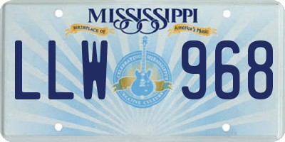 MS license plate LLW968