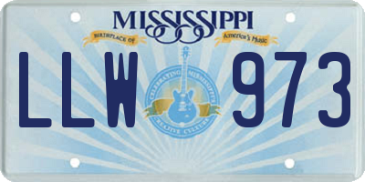 MS license plate LLW973