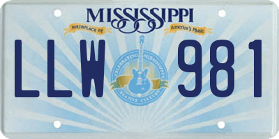 MS license plate LLW981
