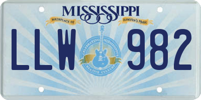 MS license plate LLW982