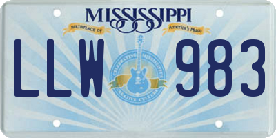 MS license plate LLW983