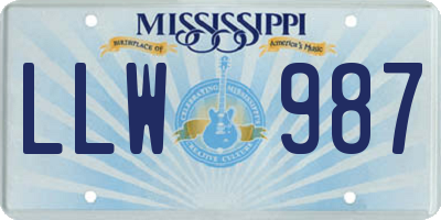 MS license plate LLW987
