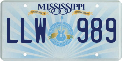 MS license plate LLW989