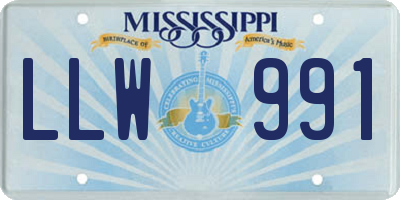 MS license plate LLW991
