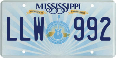 MS license plate LLW992