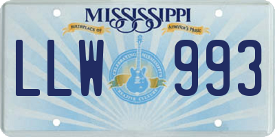 MS license plate LLW993