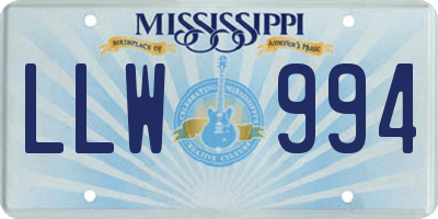 MS license plate LLW994