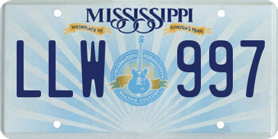 MS license plate LLW997