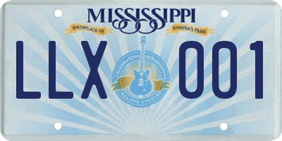 MS license plate LLX001
