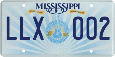MS license plate LLX002