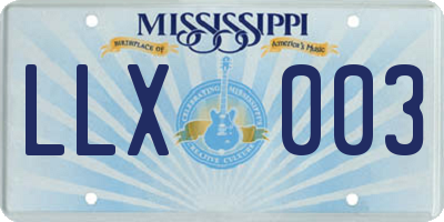 MS license plate LLX003