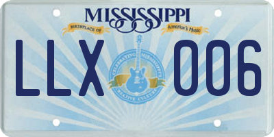 MS license plate LLX006
