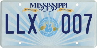 MS license plate LLX007