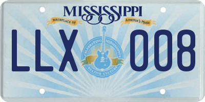 MS license plate LLX008