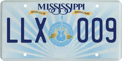 MS license plate LLX009