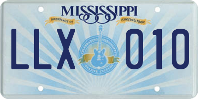 MS license plate LLX010