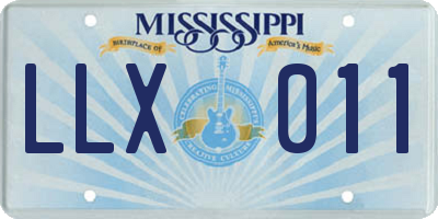 MS license plate LLX011