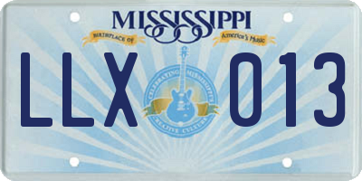 MS license plate LLX013