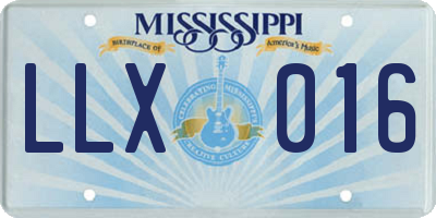 MS license plate LLX016