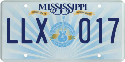 MS license plate LLX017