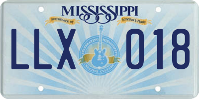 MS license plate LLX018