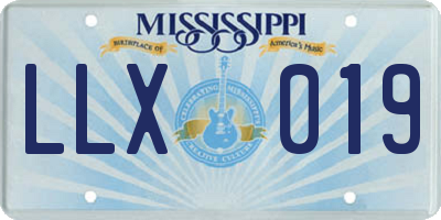 MS license plate LLX019