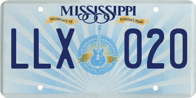 MS license plate LLX020