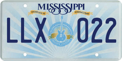 MS license plate LLX022