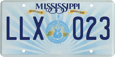 MS license plate LLX023