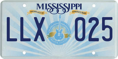MS license plate LLX025