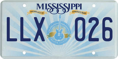 MS license plate LLX026