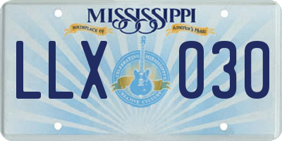 MS license plate LLX030