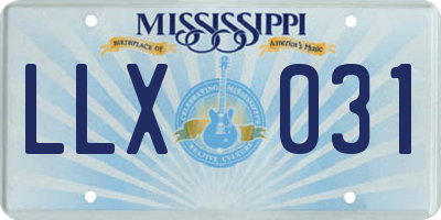 MS license plate LLX031