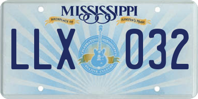 MS license plate LLX032