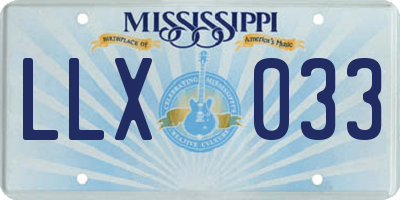 MS license plate LLX033