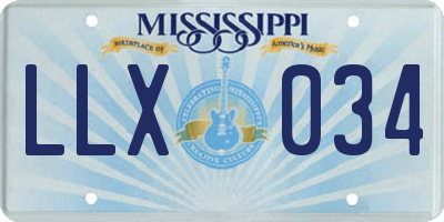 MS license plate LLX034